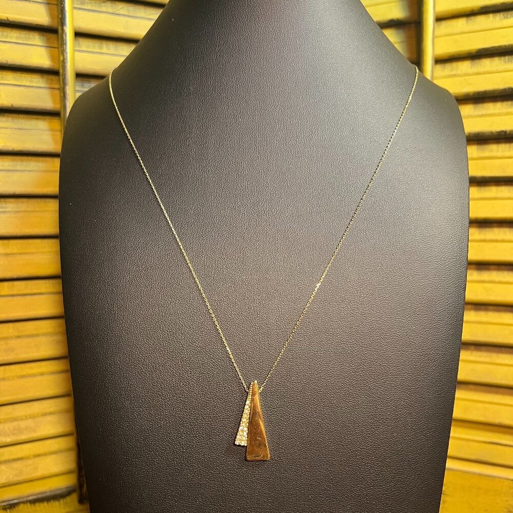 Dainty Ann Taylor Long Goldtone Pendant Necklace with Rhinestone Detail